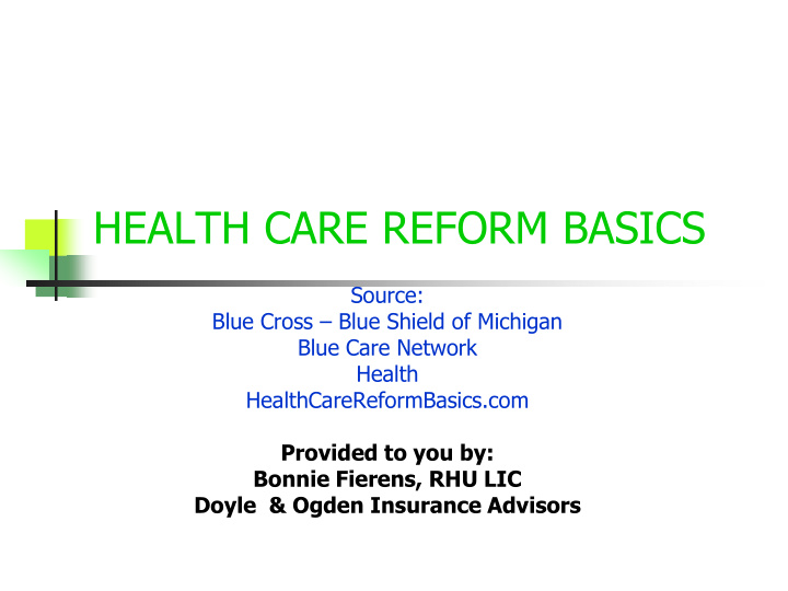 health care reform basics
