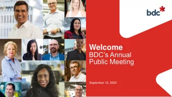 Welcome  BDCs Annual  Public Meeting  September 16, 2020  Mike Pedersen  Michael Denham