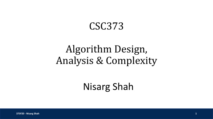 csc373 algorithm design