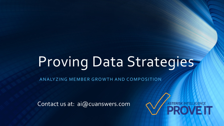 proving data strategies