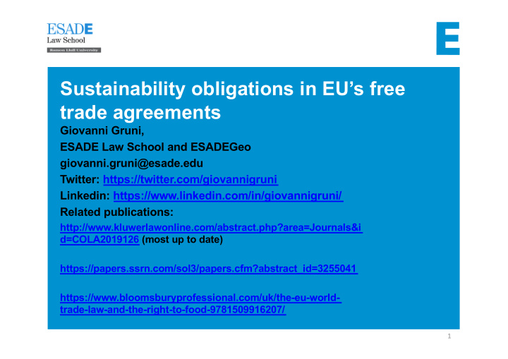 sustainability obligations in eu s free trade agreements