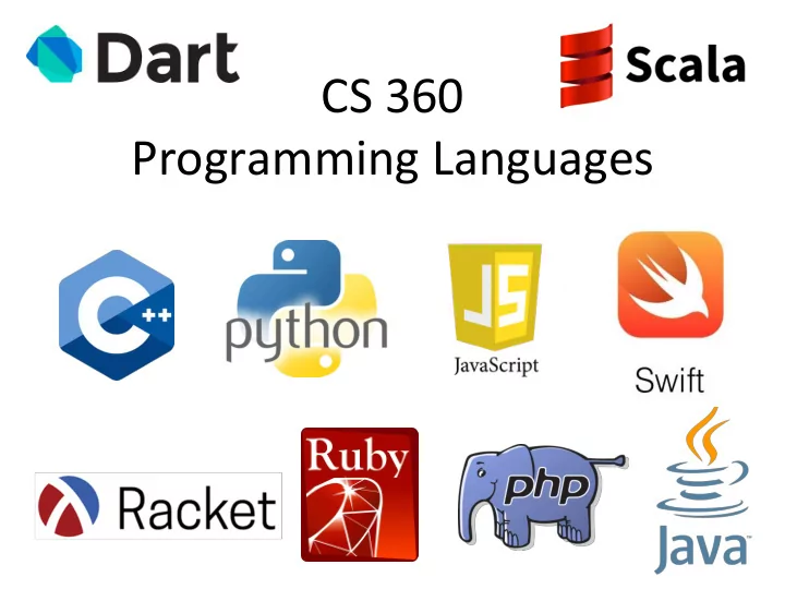 cs 360 programming languages welcome