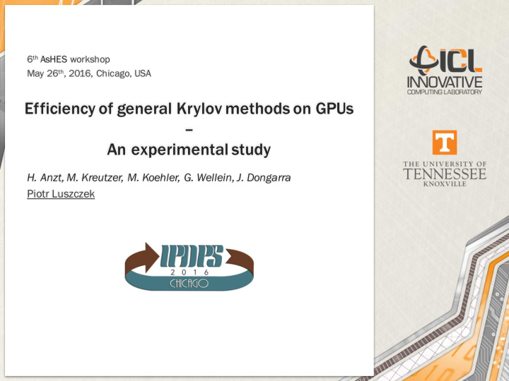 efficiency of general krylov methods on gpus an