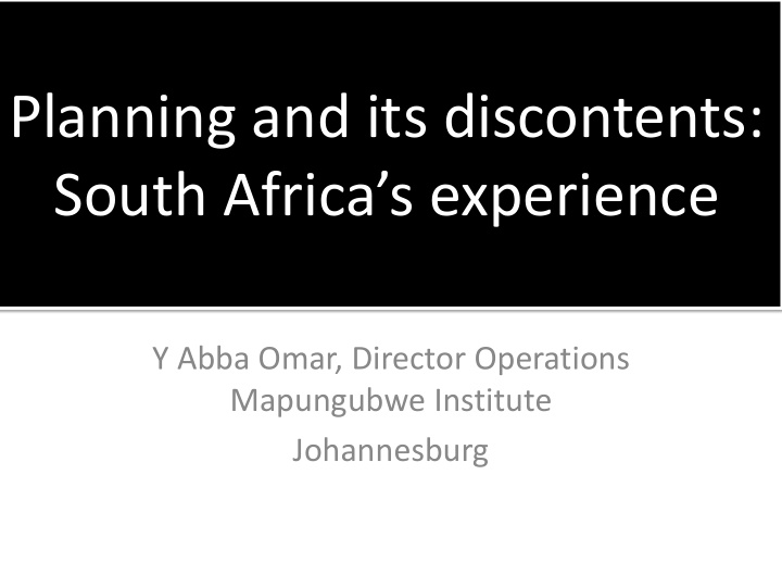 planning and its discontents south africa s experience