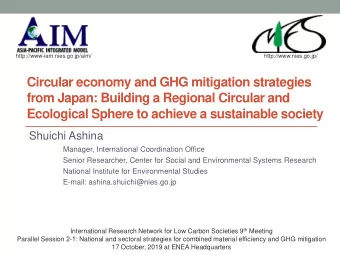 Circular economy and GHG mitigation strategies  from Japan: Building a Regional Circular and