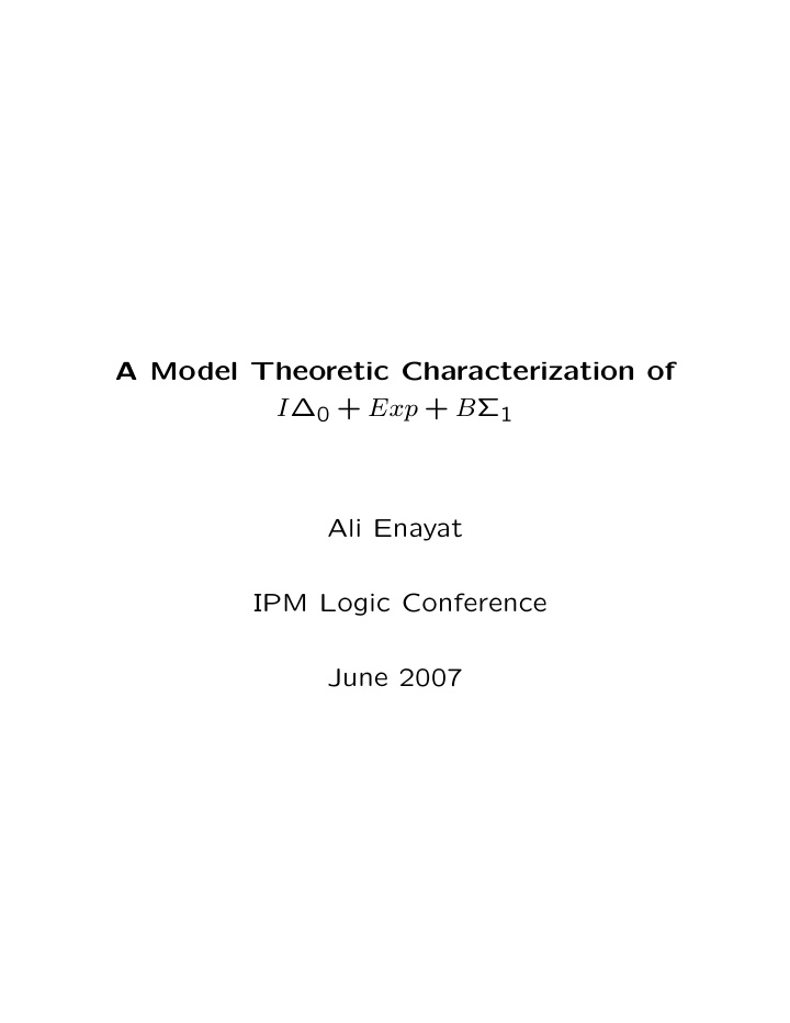 a model theoretic characterization of