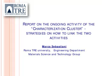 R EPORT ON THE ONGOING ACTIVITY OF THE C HARACTERIZATION C LUSTER  - STRATEGIES ON HOW TO