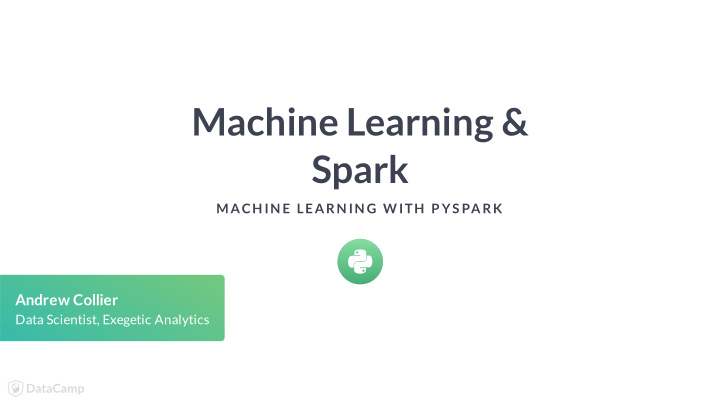 machine learning spark