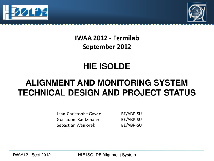 technical design and project status