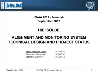 TECHNICAL DESIGN AND PROJECT STATUS  Jean-Christophe Gayde  BE/ABP-SU  Guillaume Kautzmann