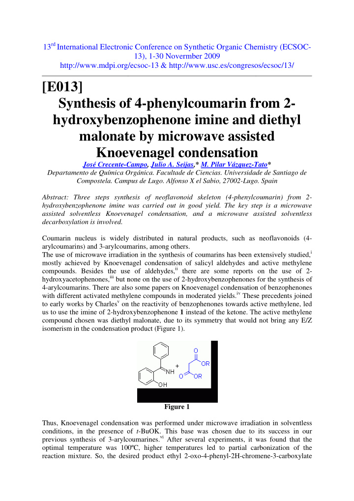 synthesis of of 4 phenylcoumarin fr from 2 hydroxybenz