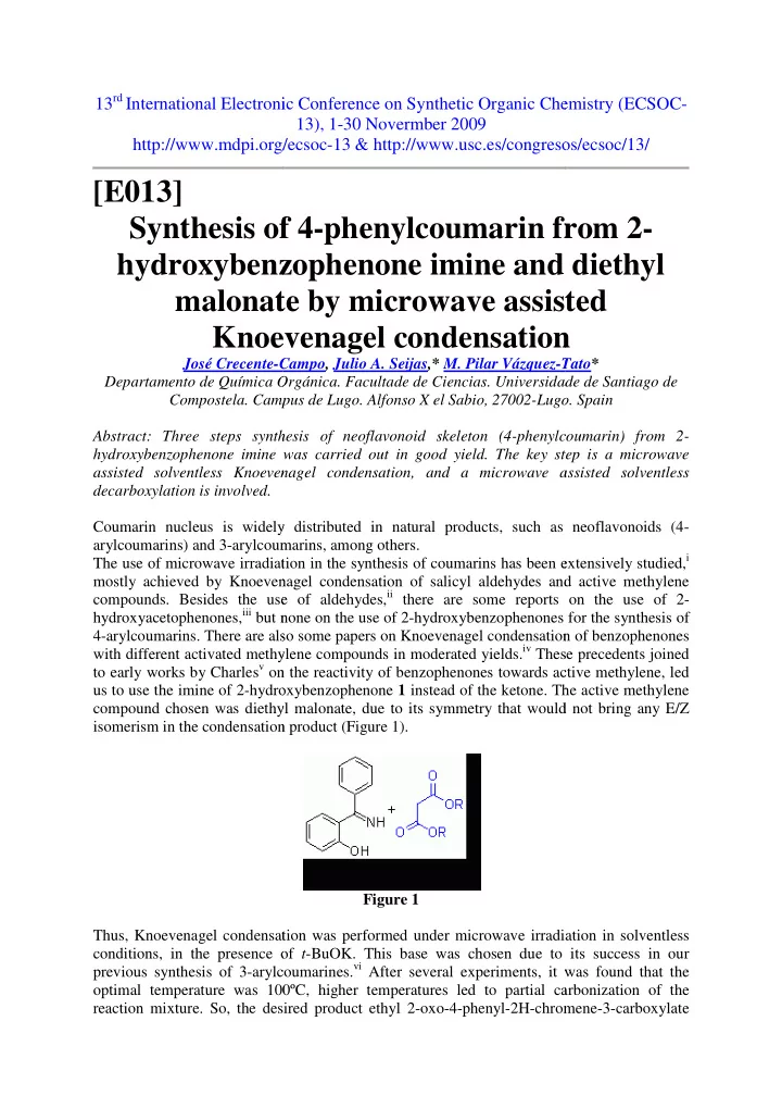 synthesis of of 4 phenylcoumarin fr from 2 hydroxybenz