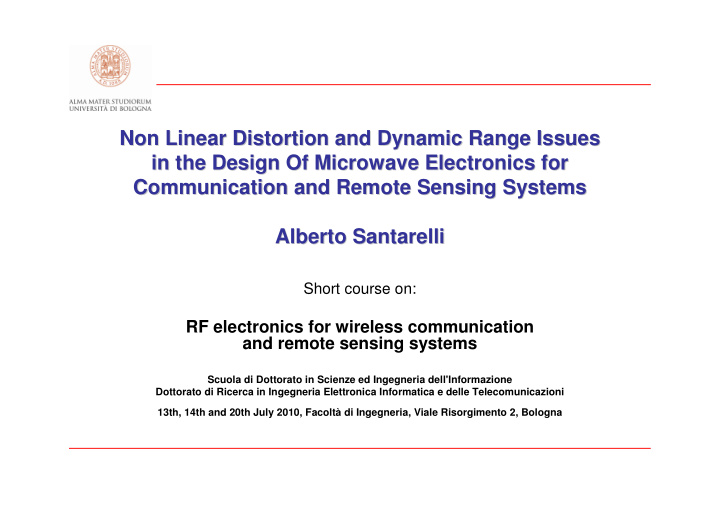 non linear distortion and dynamic range issues non linear