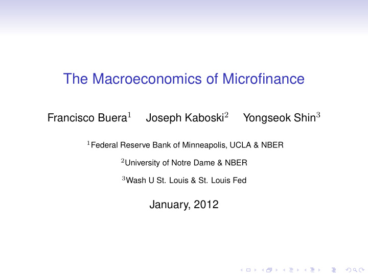 the macroeconomics of microfinance