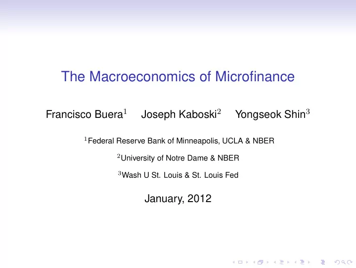 the macroeconomics of microfinance