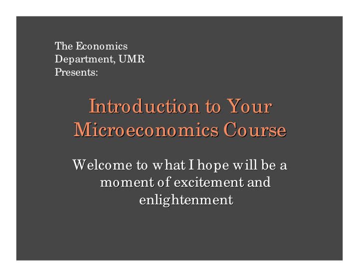 introduction to your introduction to your microeconomics
