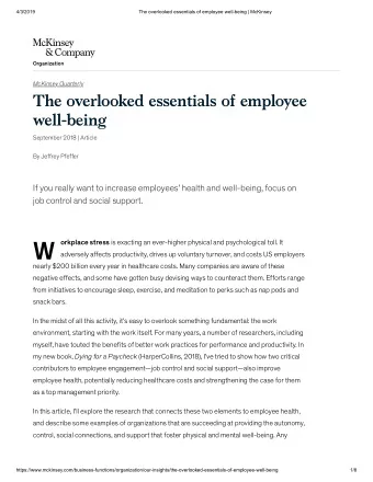 W orkplace stress is exacting an ever-higher physical and psychological toll. It  adversely affects