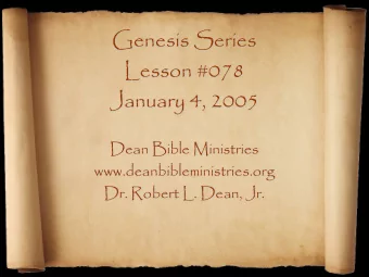 Genesis Series  Lesson #078  January 4, 2005  Dean Bible Ministries  www.deanbibleministries.org