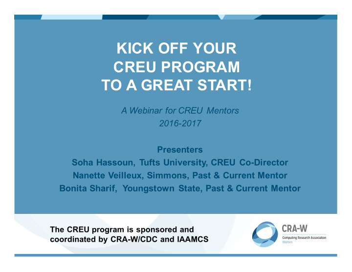 kick off your creu program to a great start
