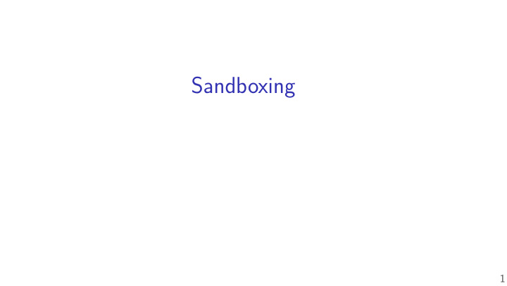 sandboxing