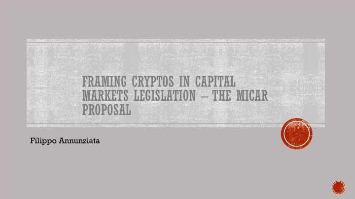 framing cryptos in capital markets legislation the micar