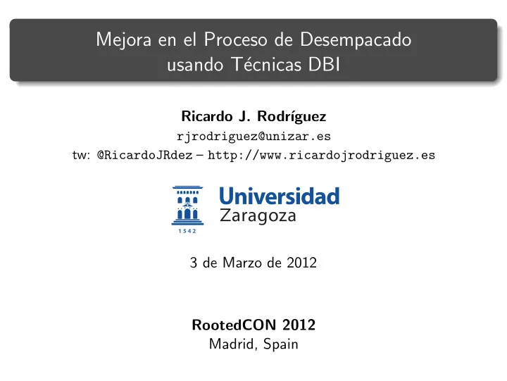 mejora en el proceso de desempacado usando t ecnicas dbi