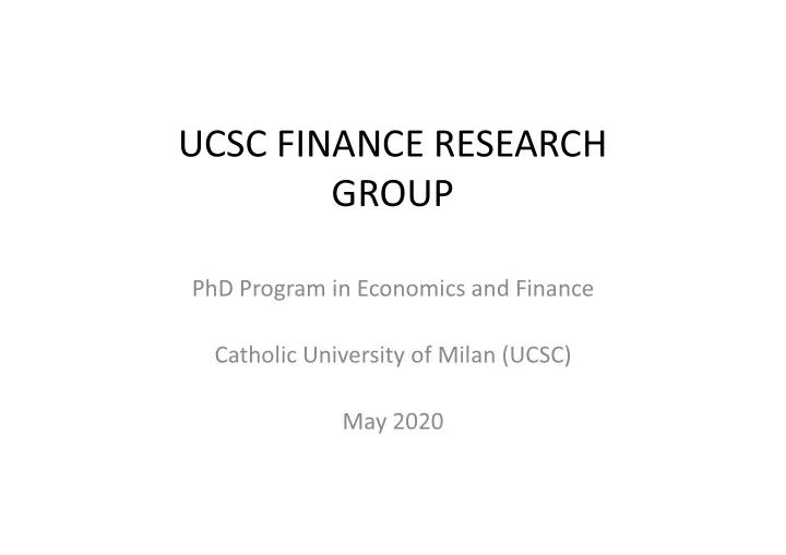 ucsc finance research group