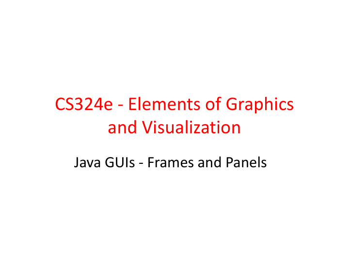cs324e elements of graphics and visualization