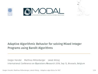 Adaptive Algorithmic Behavior for solving Mixed Integer  Programs using Bandit Algorithms