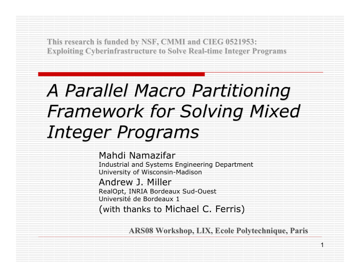 a parallel macro partitioning a parallel macro