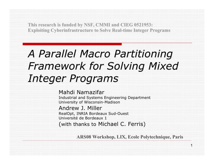 a parallel macro partitioning a parallel macro