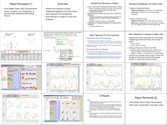 Paper Reviewed (1)  Overview  Relational Database VS Data Cubes   How to derive the Hierarchical