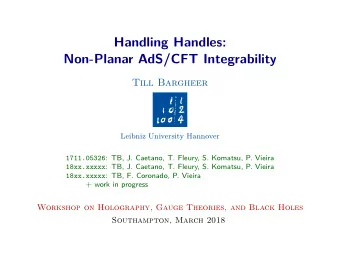 Handling Handles:  Non-Planar AdS/CFT Integrability  Till Bargheer  Leibniz University Hannover