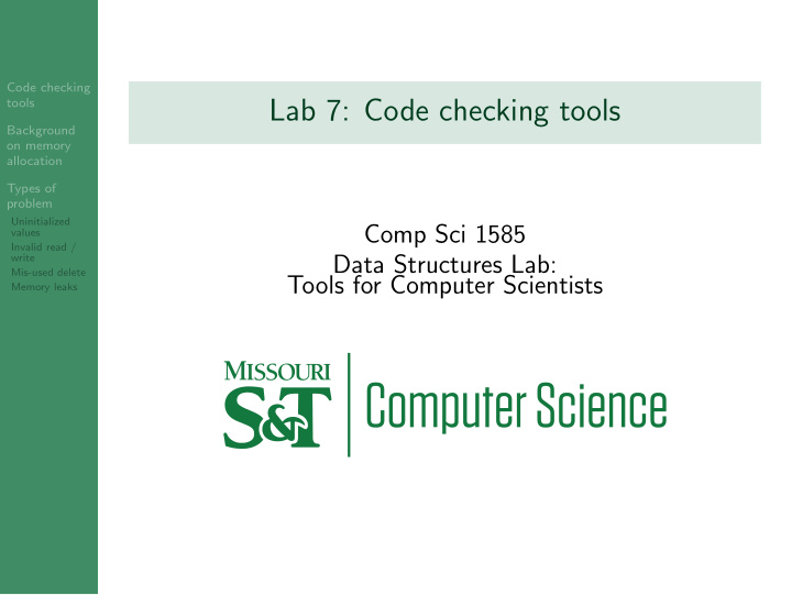 lab 7 code checking tools