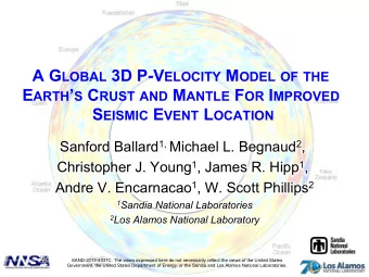 A G LOBAL 3D P-V ELOCITY M ODEL OF THE E ARTH  S C RUST AND M ANTLE F OR I MPROVED S EISMIC E