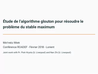 tude de lalgorithme glouton pour rsoudre le  problme du stable maximum  MATHIEU MARI Conf