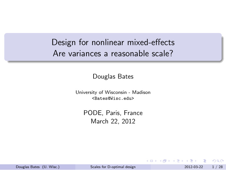design for nonlinear mixed effects are variances a