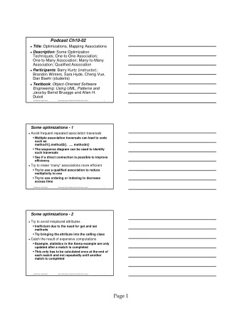 Page 1  Collapsing an object without interesting behavior  Object design model before