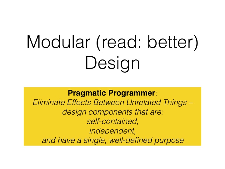 modular read better design