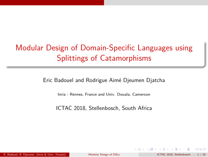 modular design of domain specific languages using