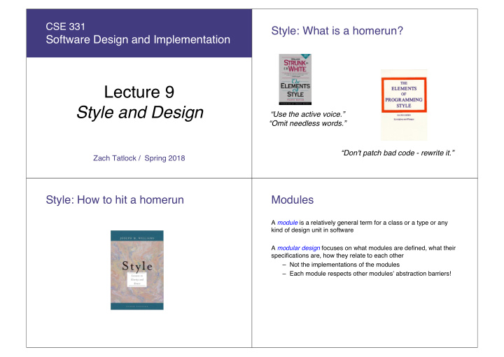 lecture 9 style and design