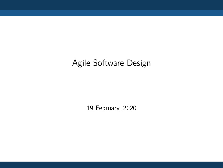 agile software design