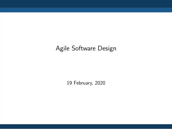 agile software design