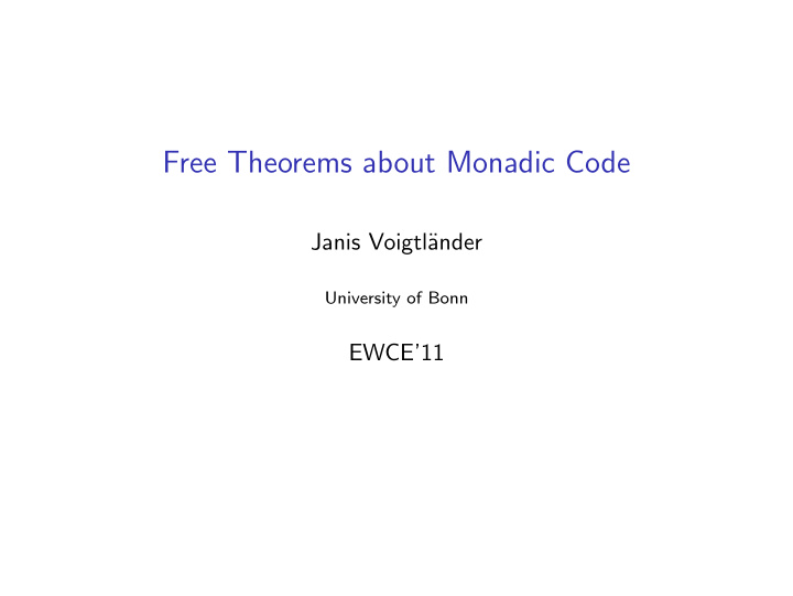 free theorems about monadic code