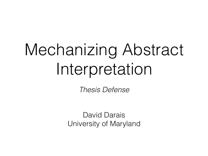 mechanizing abstract interpretation
