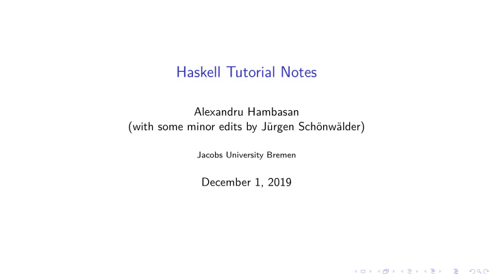 haskell tutorial notes