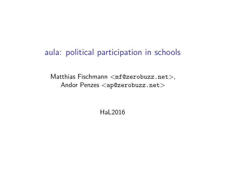 aula political participation in schools