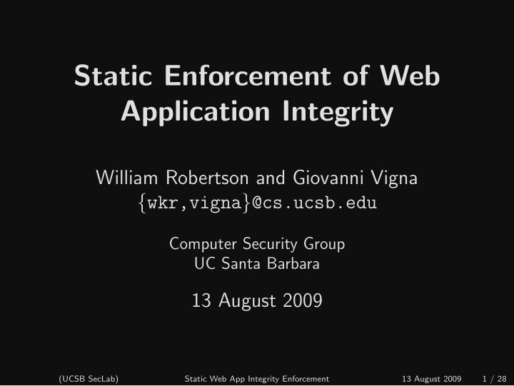 static enforcement of web application integrity