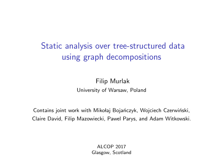 static analysis over tree structured data using graph