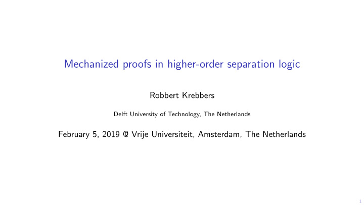 mechanized proofs in higher order separation logic